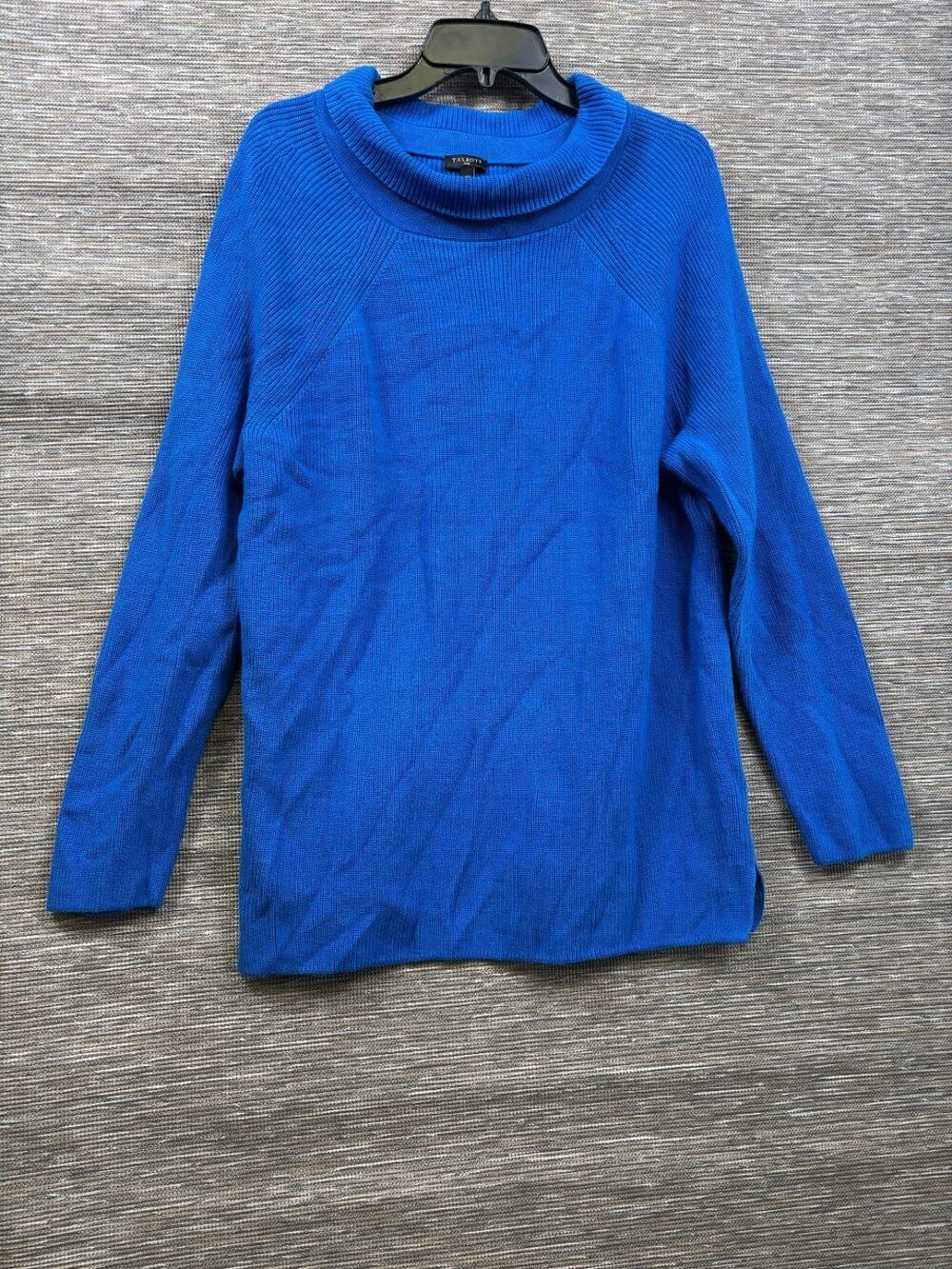 Talbots Plus 100% Pima Cotton Cowl Neck Knit Sweater Womens Size 2X Royal Blue